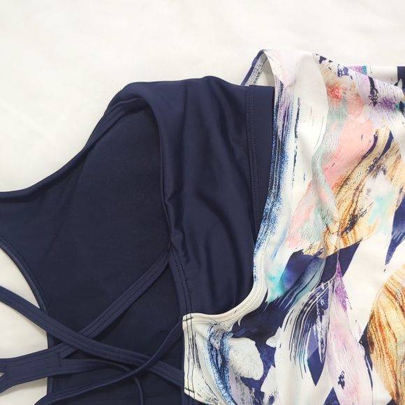 Athleta Sunflare Blousy Tankini Top, Color Blue Multi Size M - Picture 9 of 14